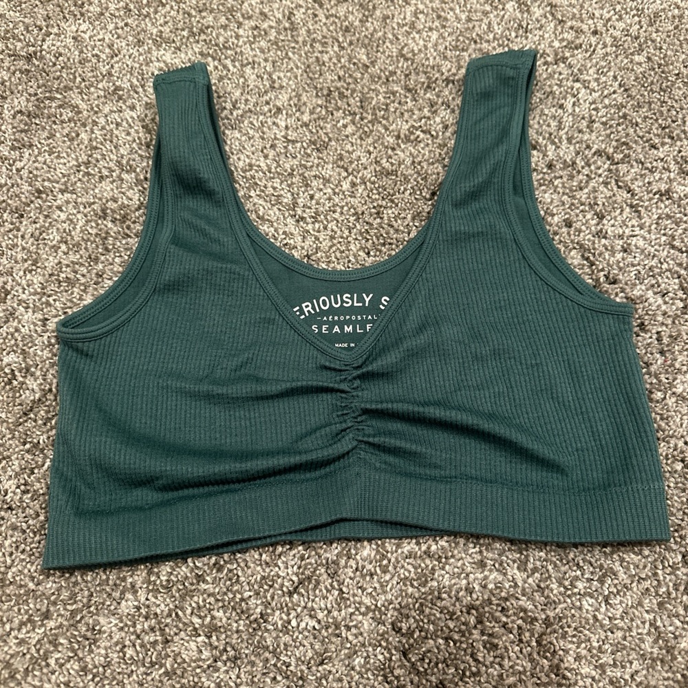 Aeropostale Green Seamless Ribbed Bra